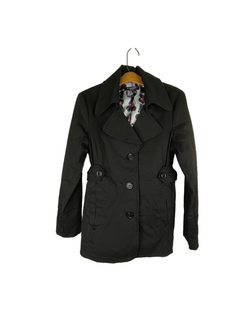 Sandro Sportswear Jacket Medium Button Front Long Sleeve Collared Black